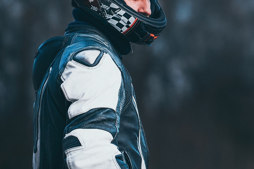 Geared up motorcycle rider