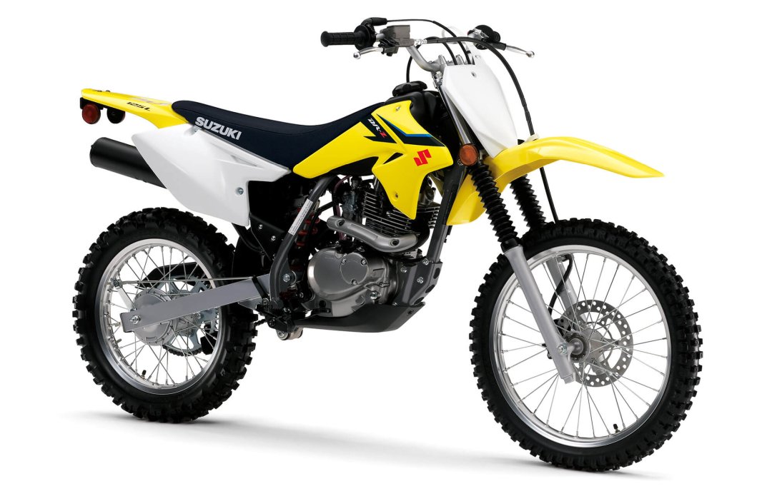 Moto 125 Suzuki DR-Z125L de couleur jaune et noire