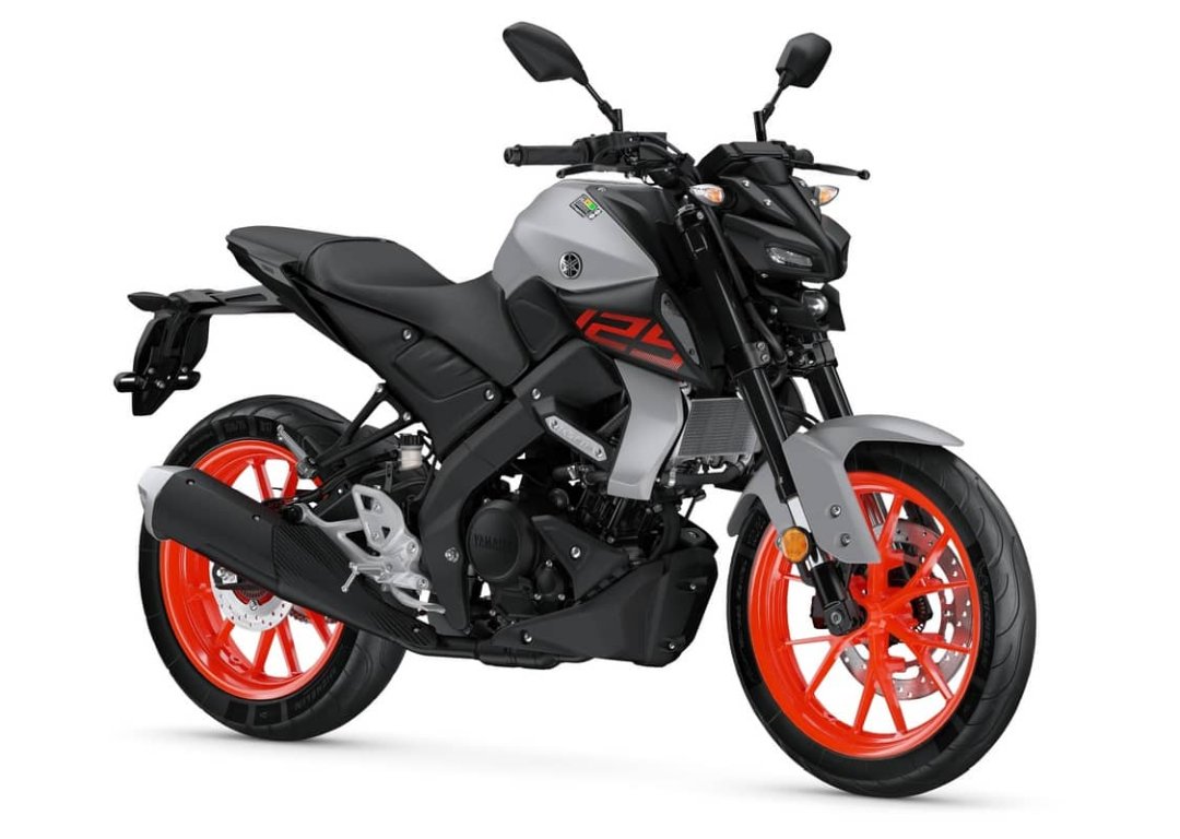 Moto 125 Yamaha MT-125 de couleur grise et orange