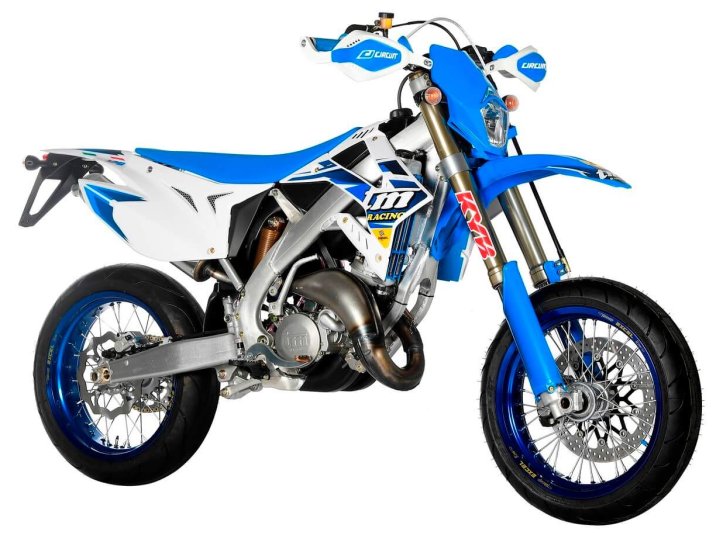 Supermotard TM Racing SMR 300 de couleur bleue