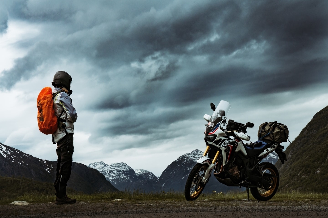 Motorcyclist with his moto buddy