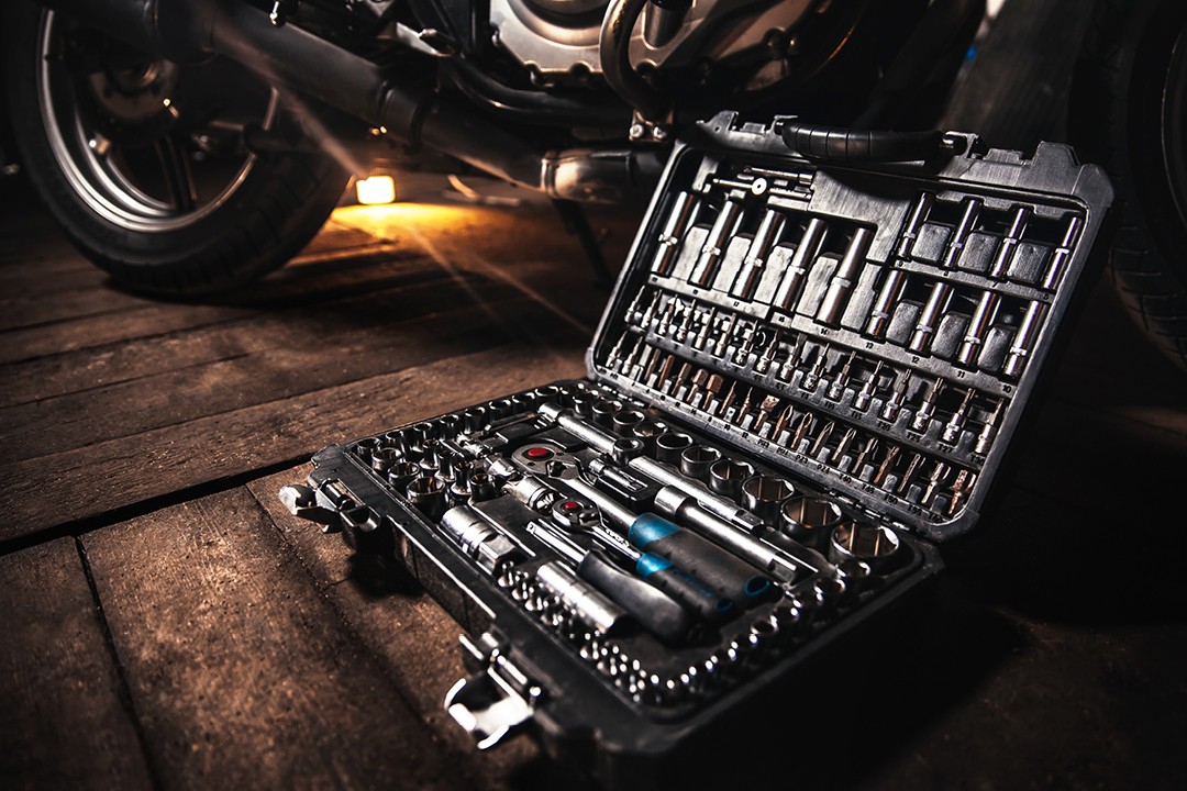 Motorcycle maintenance tool set