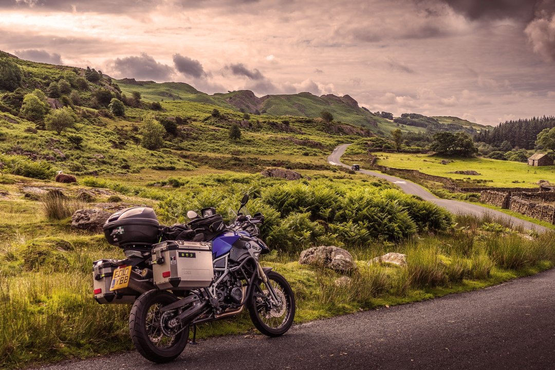 Motorcycle on a road trip