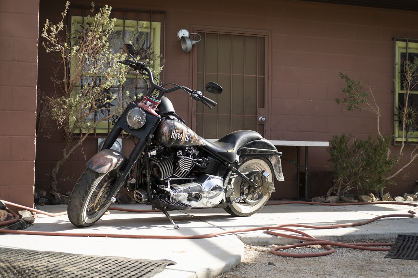 Motorcycle in the yard